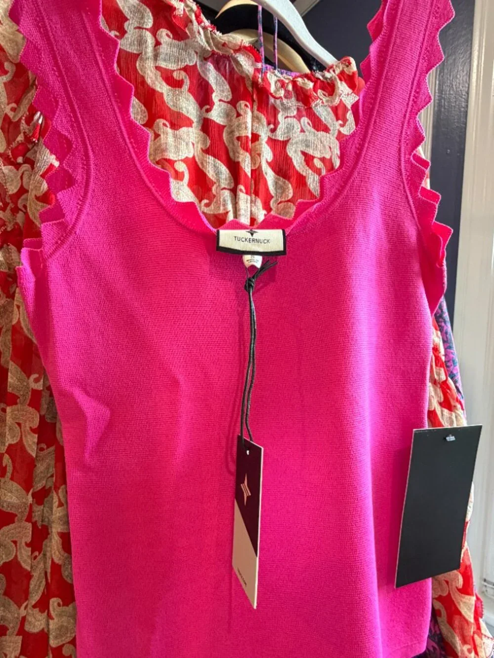 NWT Tuckernuck Hot Pink Ric Rac Compression Tan